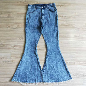 P0011 Blue bell bottom women denim pants adult jeans