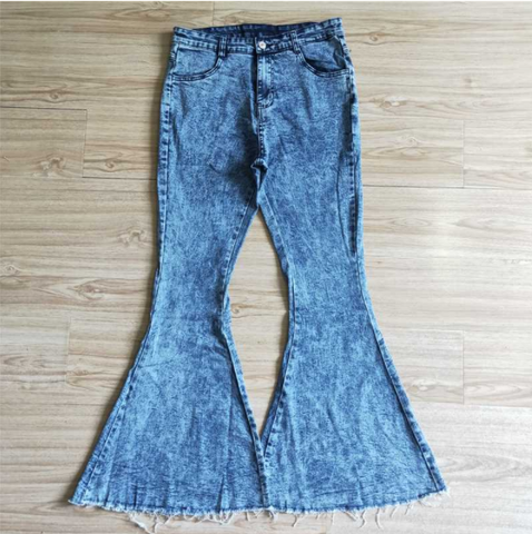 P0011 Blue bell bottom women denim pants adult jeans