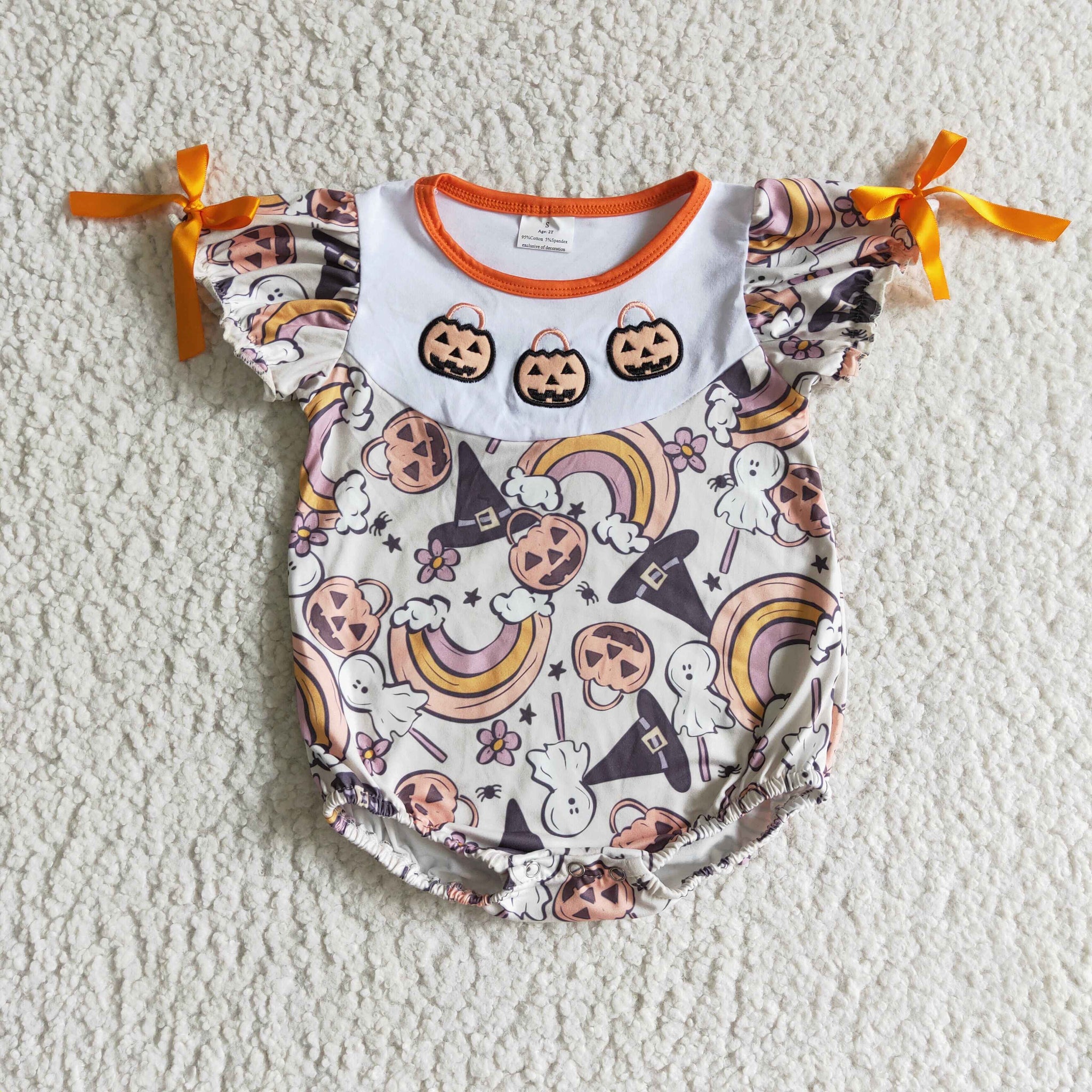 SR0086 halloween embroidery romper