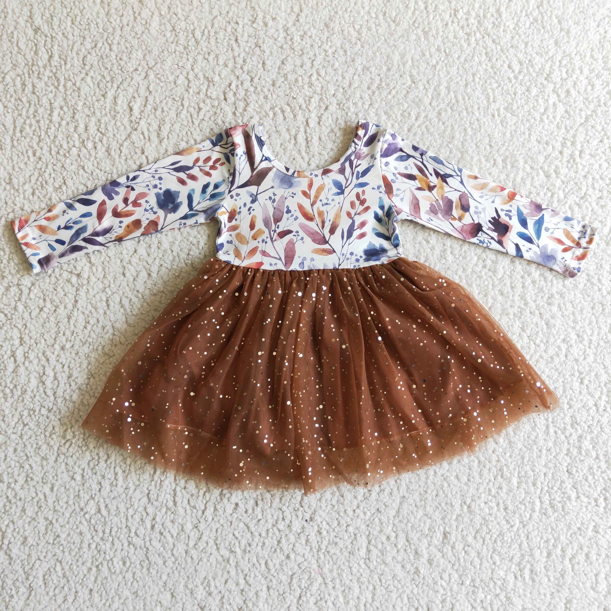 GLD0100 Girls Long Sleeve Mesh Dress