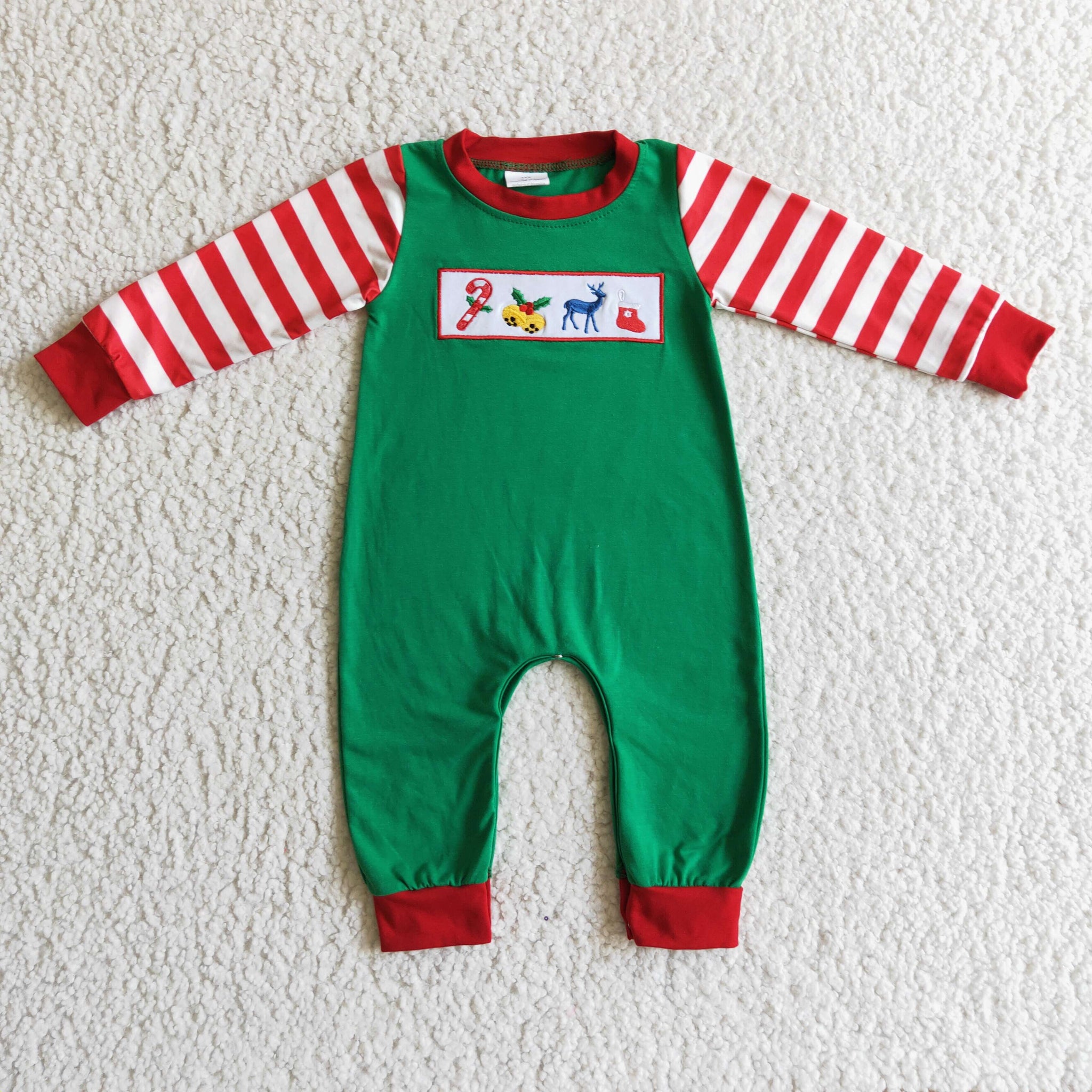LR0110 Christmas baby boy long sleeve romper Pure cotton embroidery material