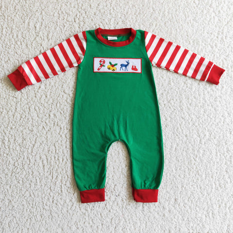 LR0110 Christmas baby boy long sleeve romper Pure cotton embroidery material