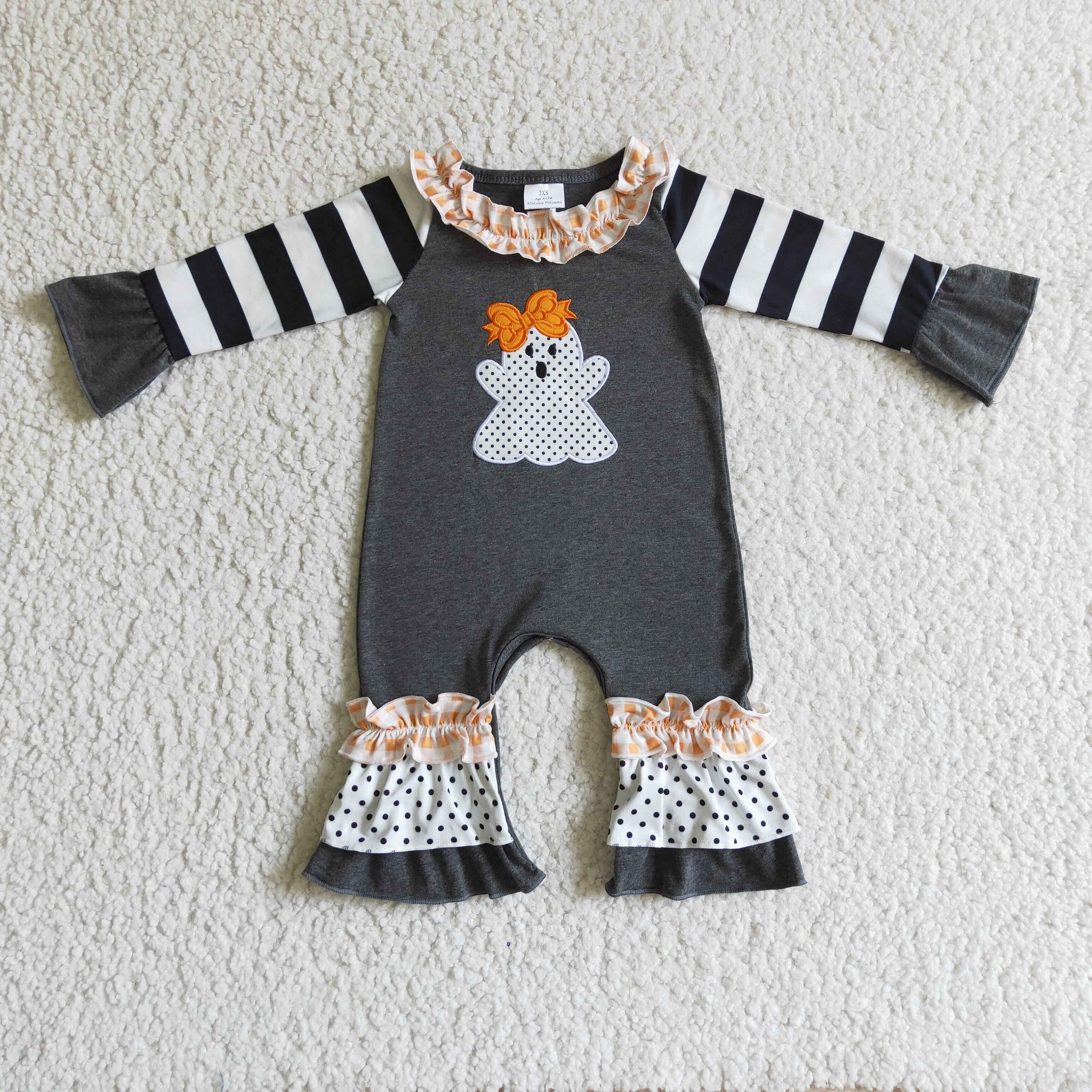 LR0129 halloween embroidery  romper