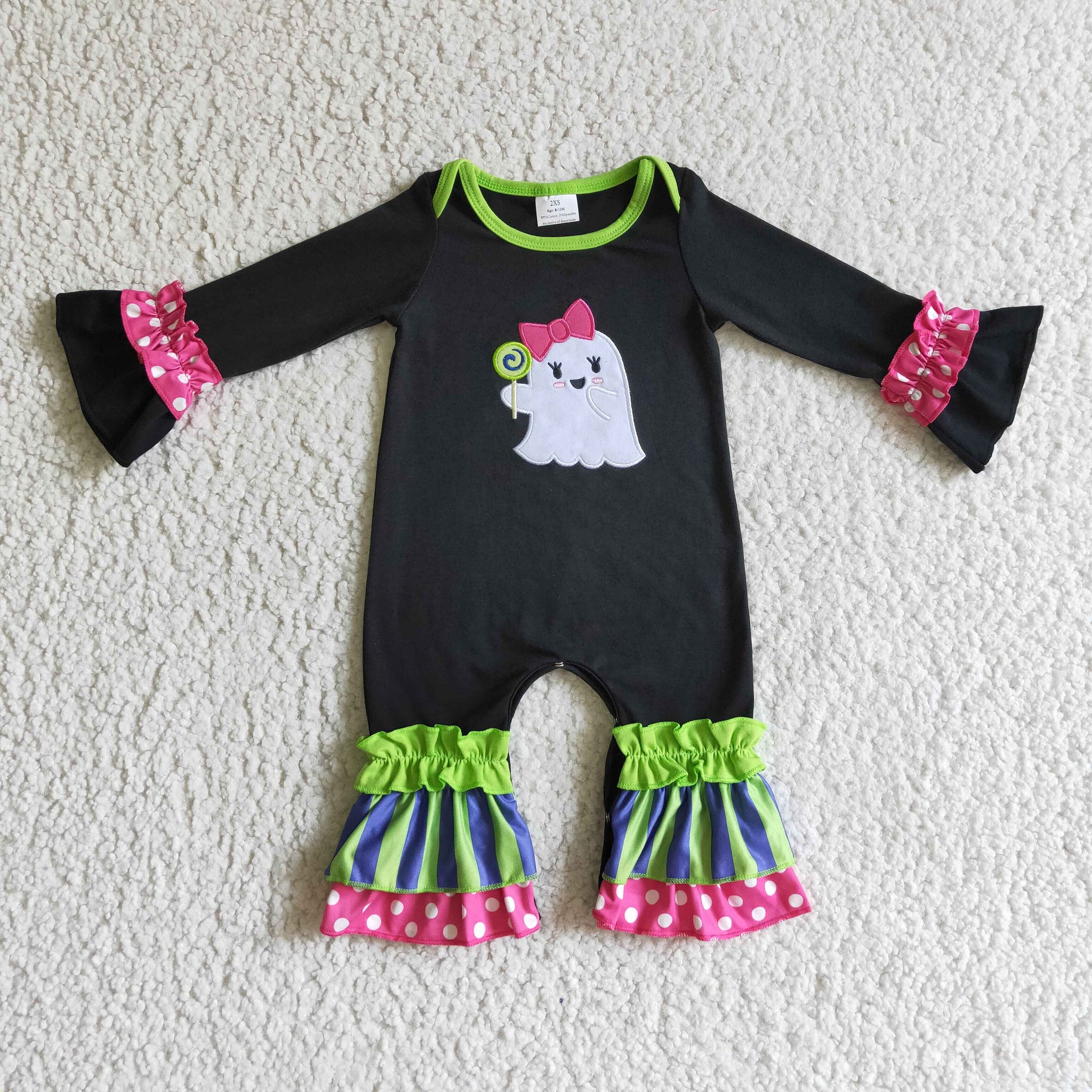 LR0133 halloween embroidery  romper