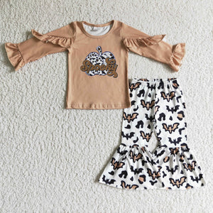 Halloween Girls Outfit Leopard Flared Pants