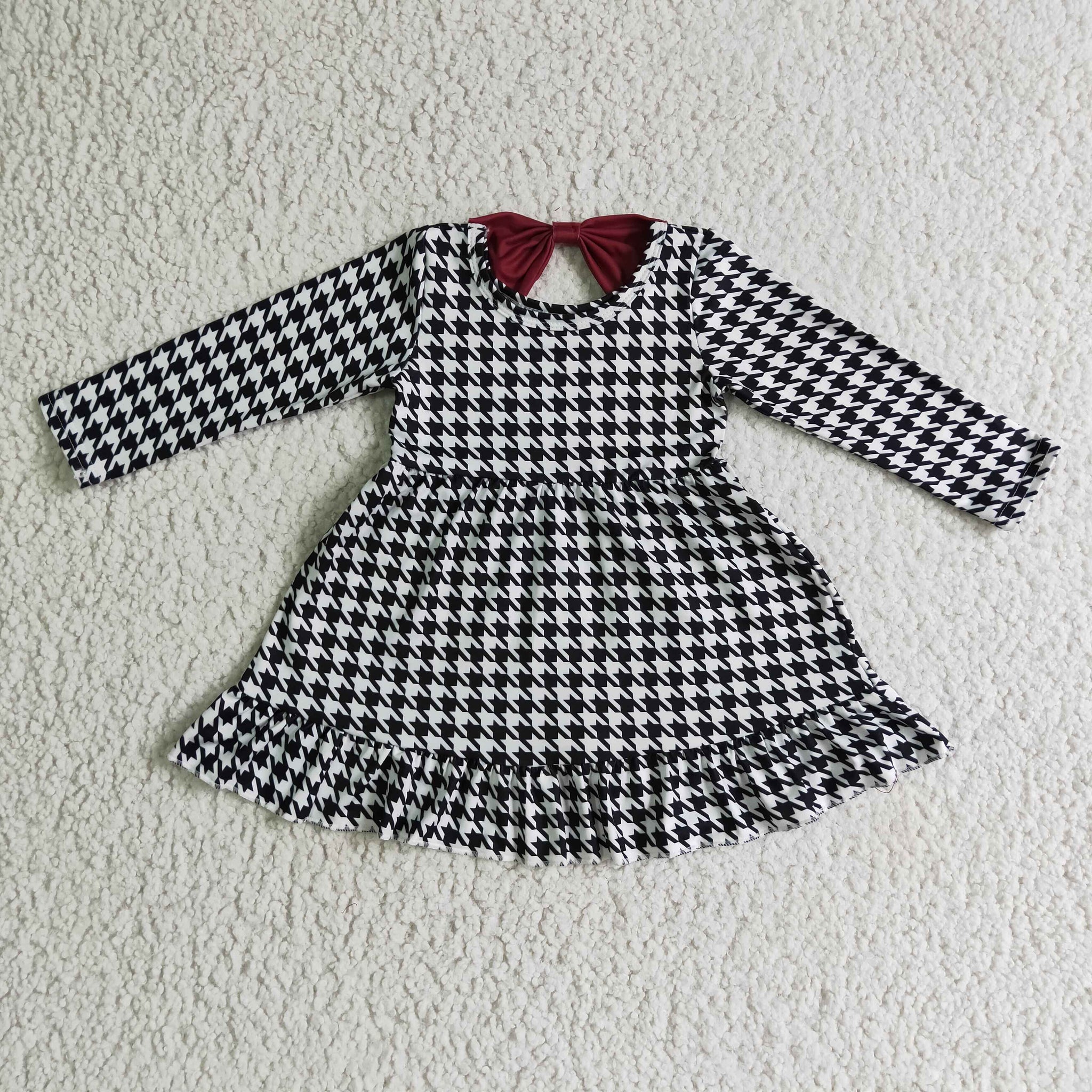GLD0109 Houndstooth girls dress
