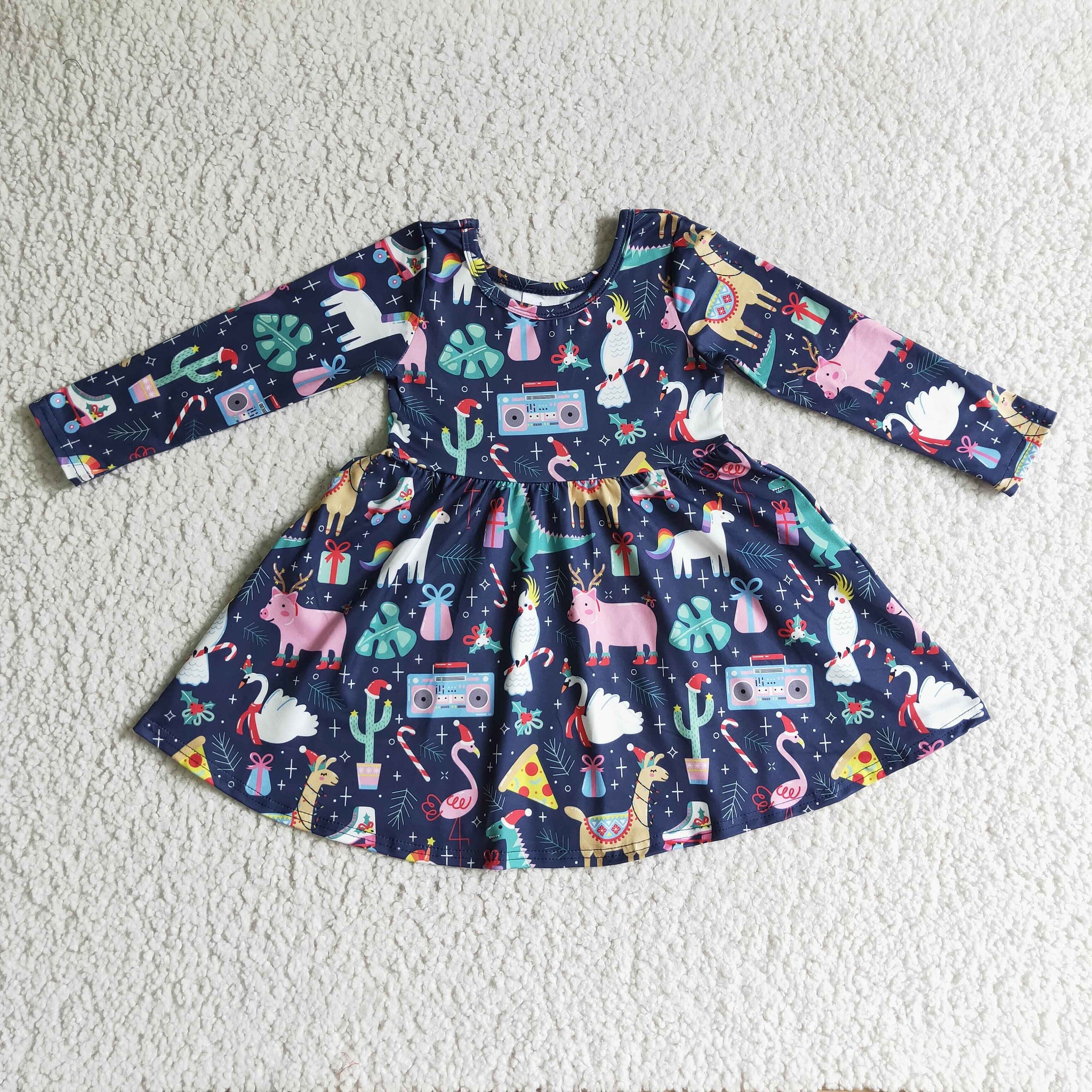 GLD0135 Farm Christmas Girl Dress