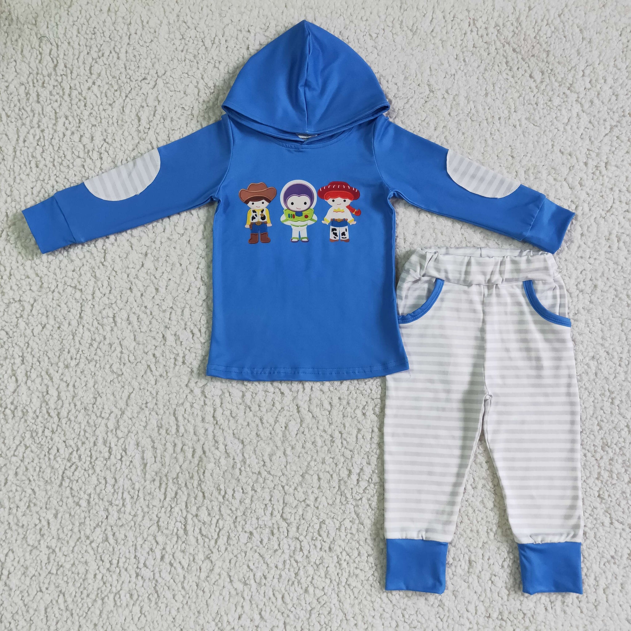 BLP0099 cartoon boy blue hoodie suit
