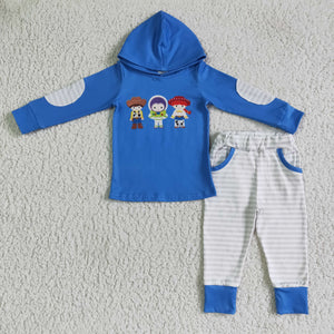 BLP0099 cartoon boy blue hoodie suit