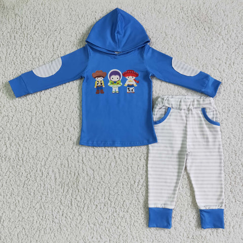 BLP0099 cartoon boy blue hoodie suit