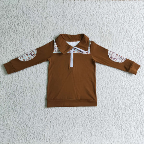 BT0087 Solid Brown Boys Shirt