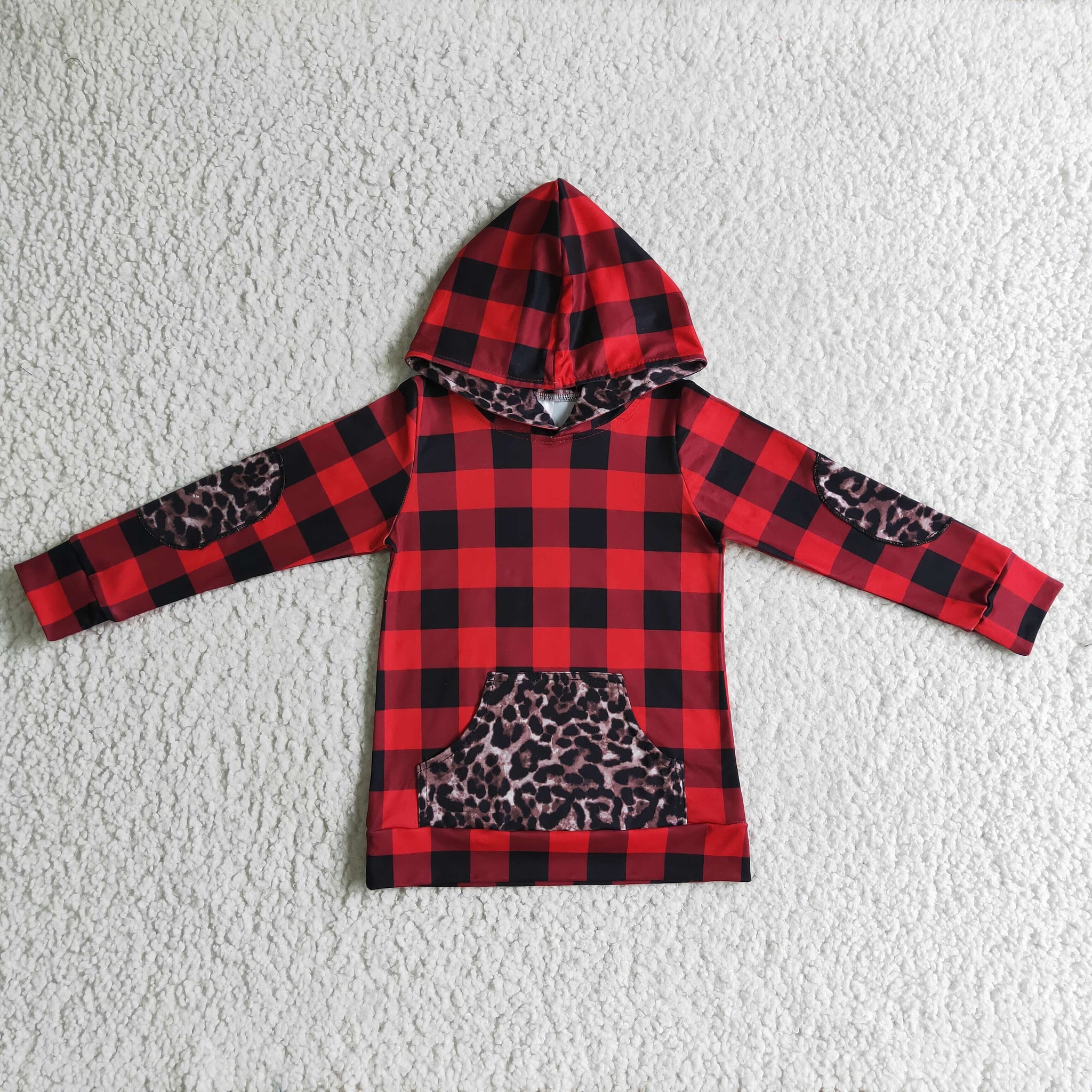 Red Check Boys Hoodie