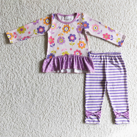 Floral Girl Long Sleeve Purple Suit