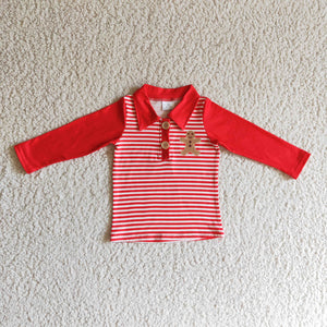 BT0040 Boys Gingerbread Lapel Long Sleeve Shirt