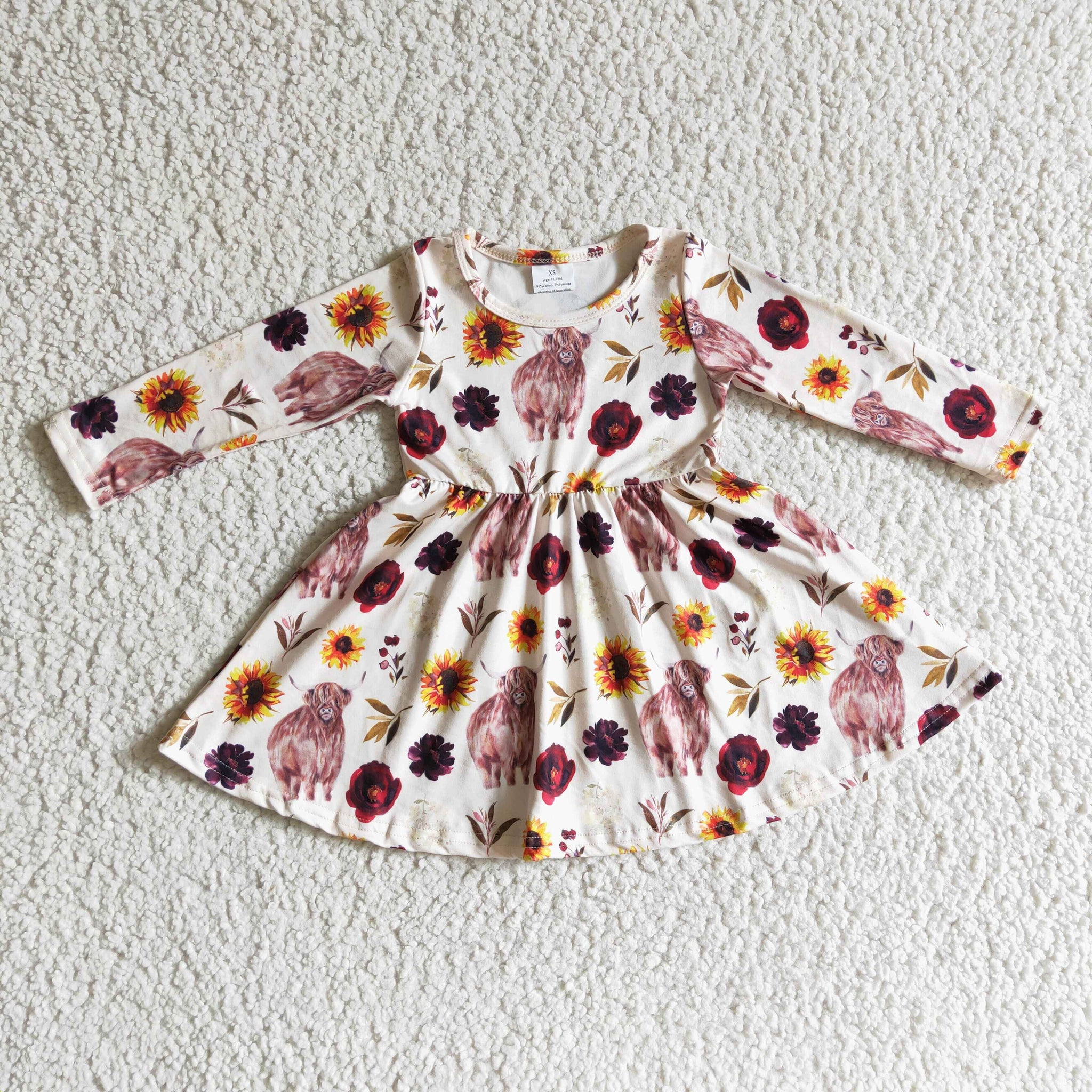 GLD0118 sunflower girl long sleeve dress
