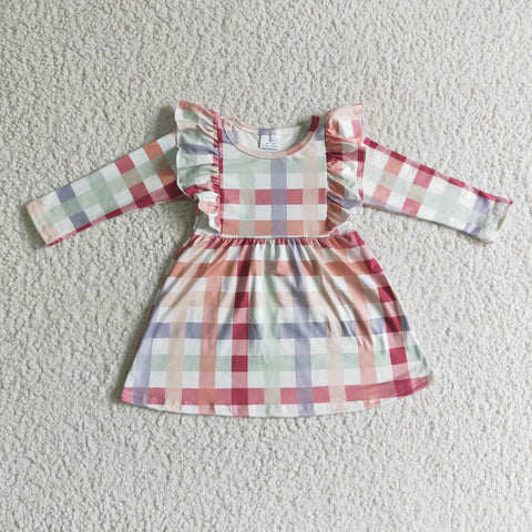 GLD0117 plaid girl long sleeve dress