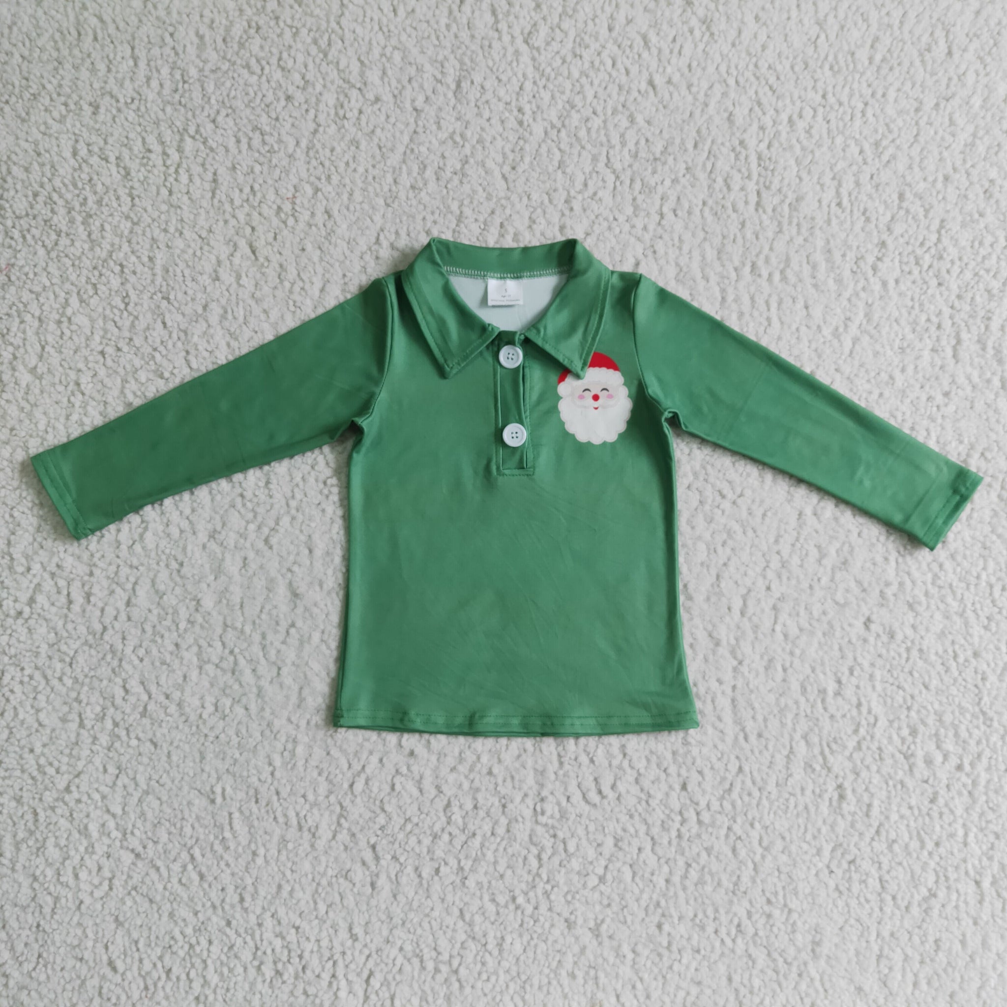 BT0073 Christmas Boy Long Sleeve Green Shirt