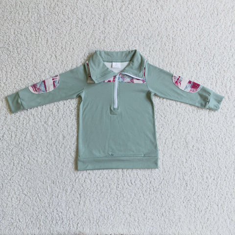 BT0086 Boys New Green Lapel Shirt