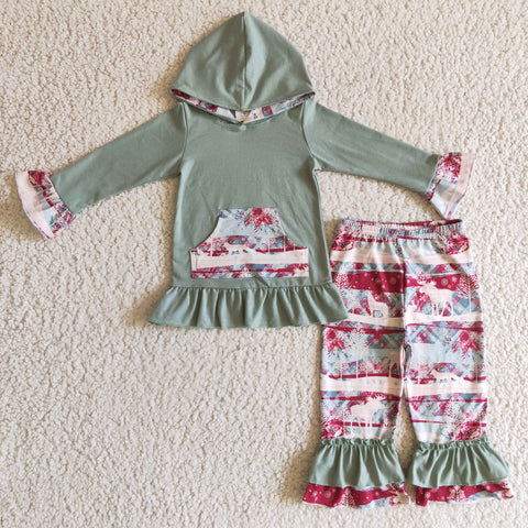 Girls Green Hoodie Set