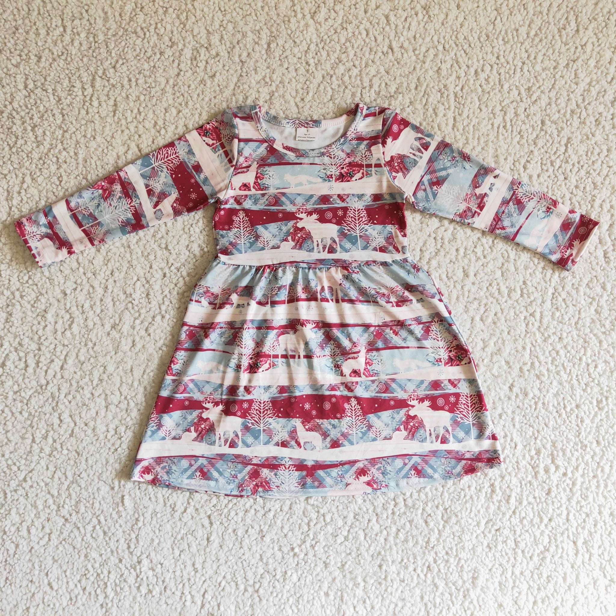 GLD0116 winter girls long sleeve dress