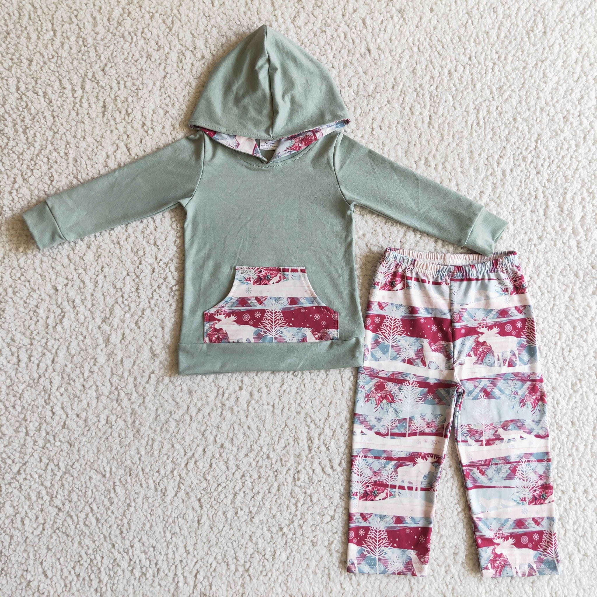 BLP0102 Autumn Winter Boys Long Sleeve Hoodie Set