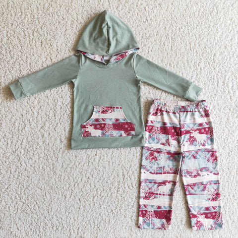 BLP0102 Autumn Winter Boys Long Sleeve Hoodie Set