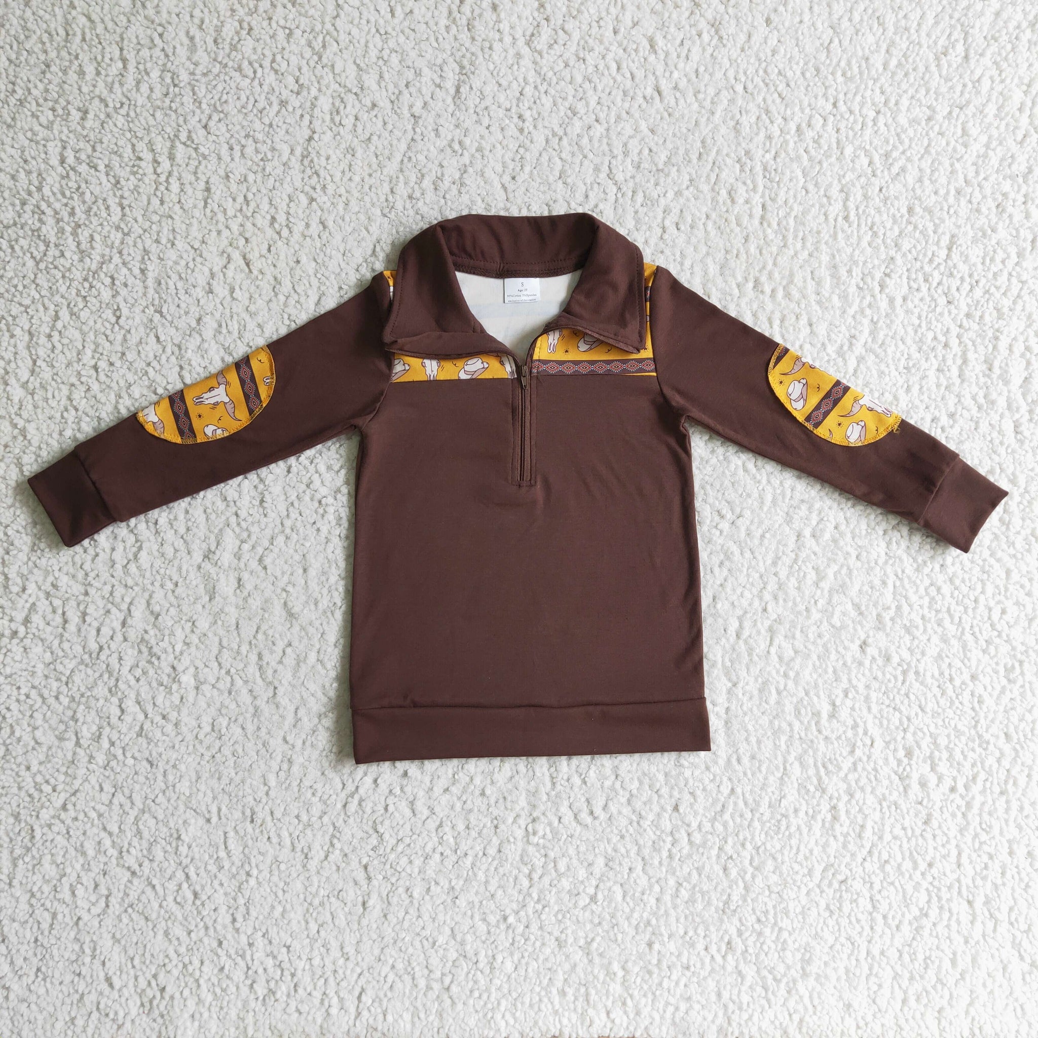 BT0088 Brown Cotton Boys Lapel Shirt