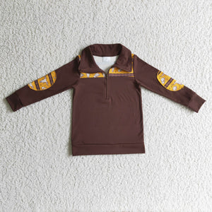 BT0088 Brown Cotton Boys Lapel Shirt