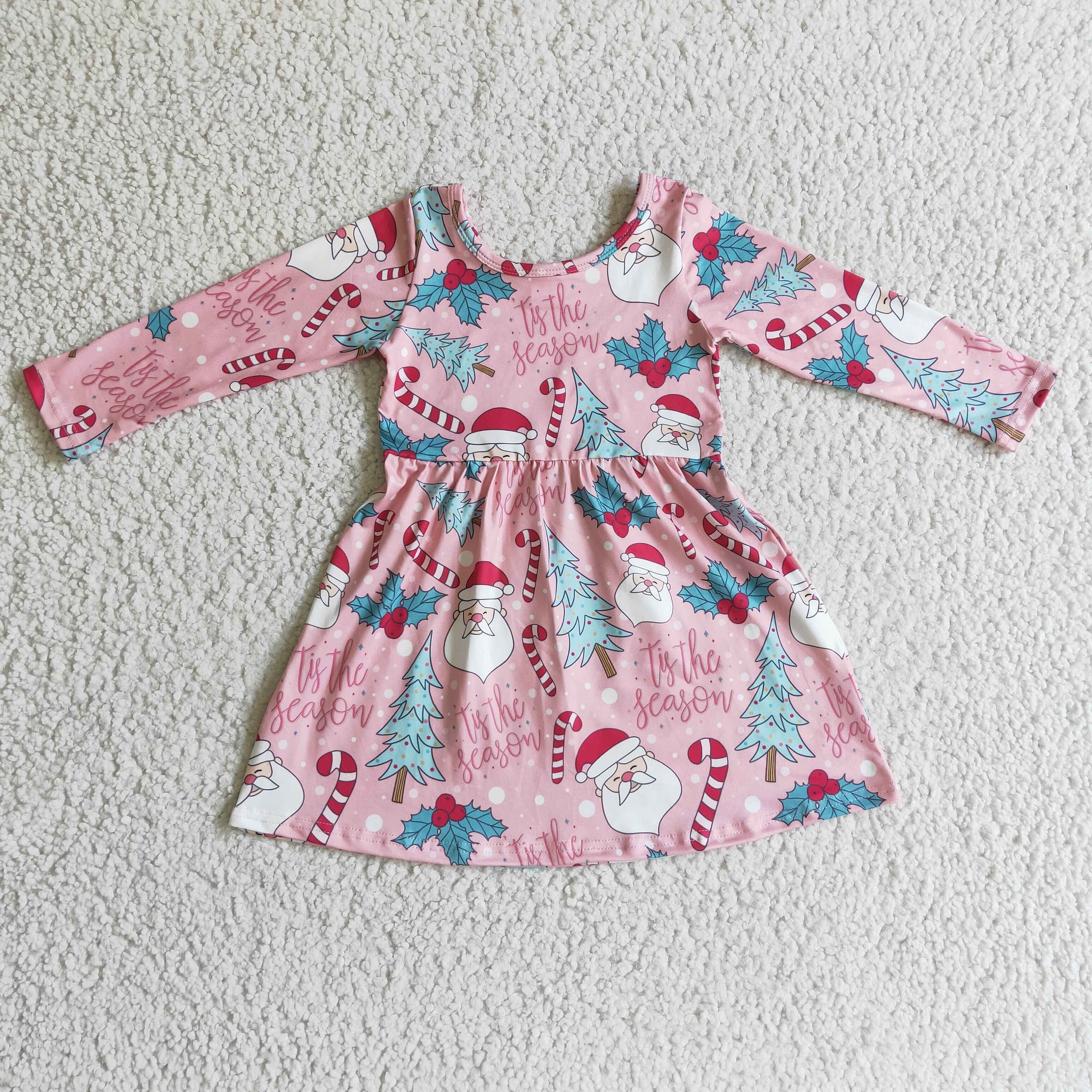 GLD0149 Pink Christmas Tree Girl Dress
