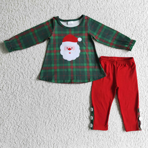 Girls Santa plaid print suit