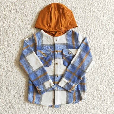 BT0074 boy hoodie plaid shirt