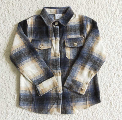 BT0117 Blue Plaid Boys Shirt