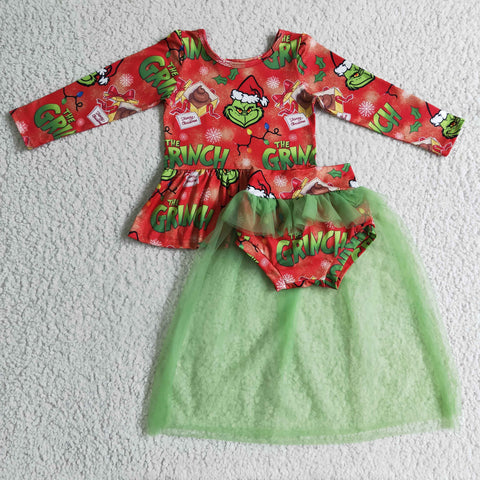GLD0091 girl grinch romper