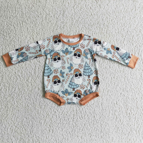 LR0179 santa print baby boy romper