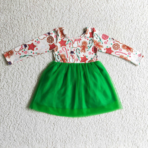 GLD0133 Gingerbread Girl Green Mesh Dress