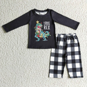 BLP0106 Christmas Boy Dinosaur Print Set
