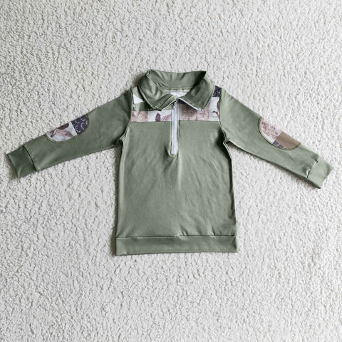 BT0103 Army Green Boys Shirt