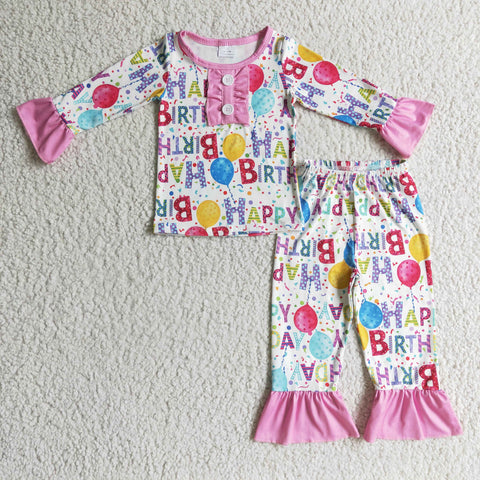 happy birthday girl pajama set