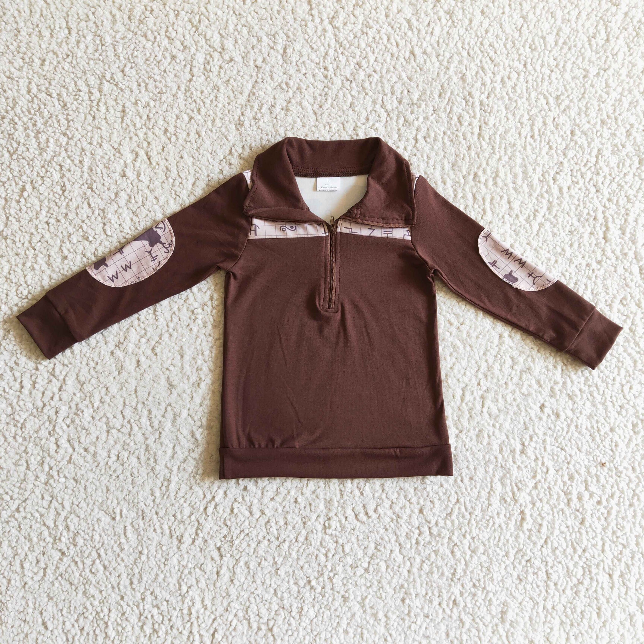 BT0107 Brown Boys Long Sleeve Lapel Shirt