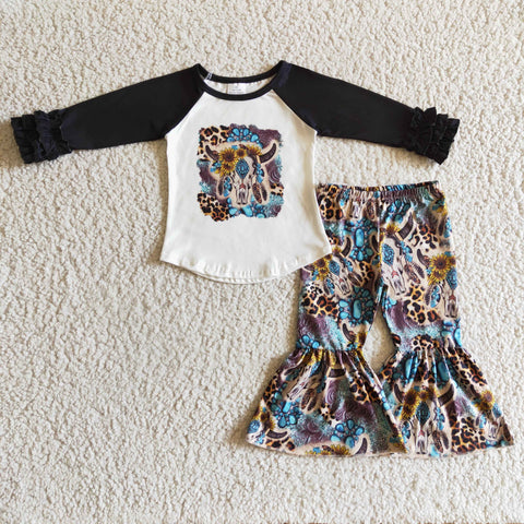 GLP0313 Girls' Cow Print Long Sleeve Suit
