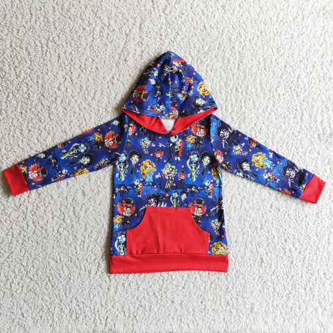 cartoon print boy hoodie