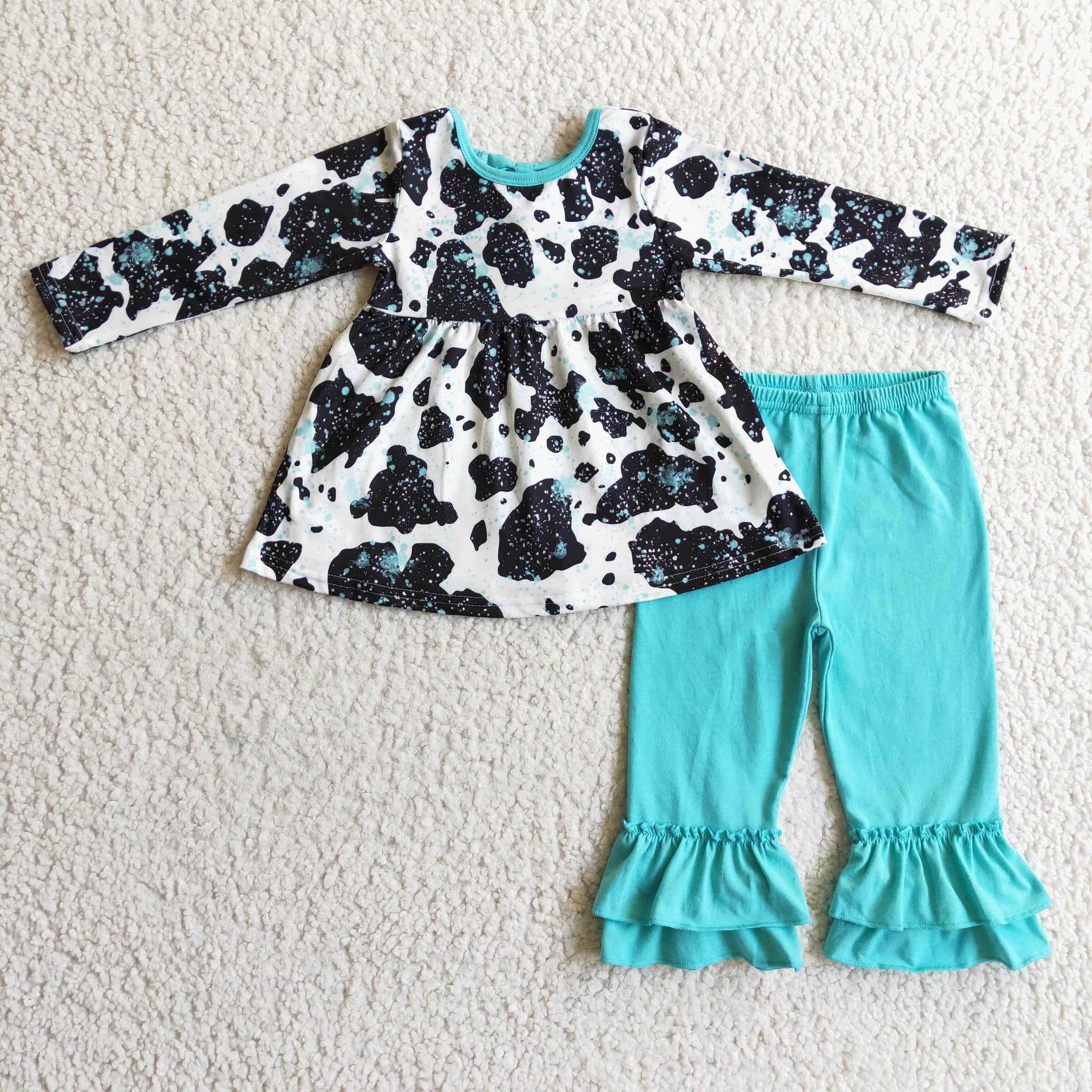 GLP0305 Girls Cow Print Boutique Set