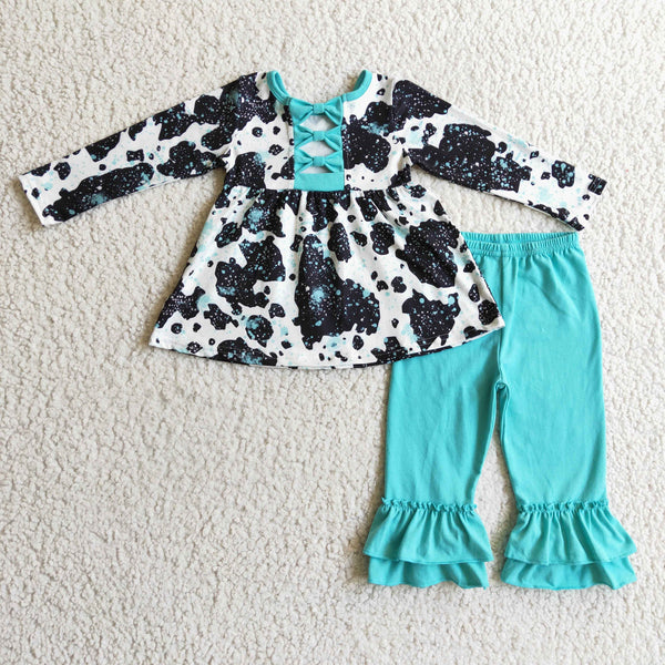 GLP0305 Girls Cow Print Boutique Set