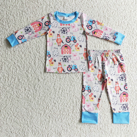 Boys Farm Print Pajama Set