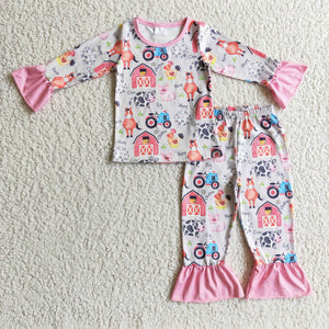 Girls' Farm Print Pajama Set