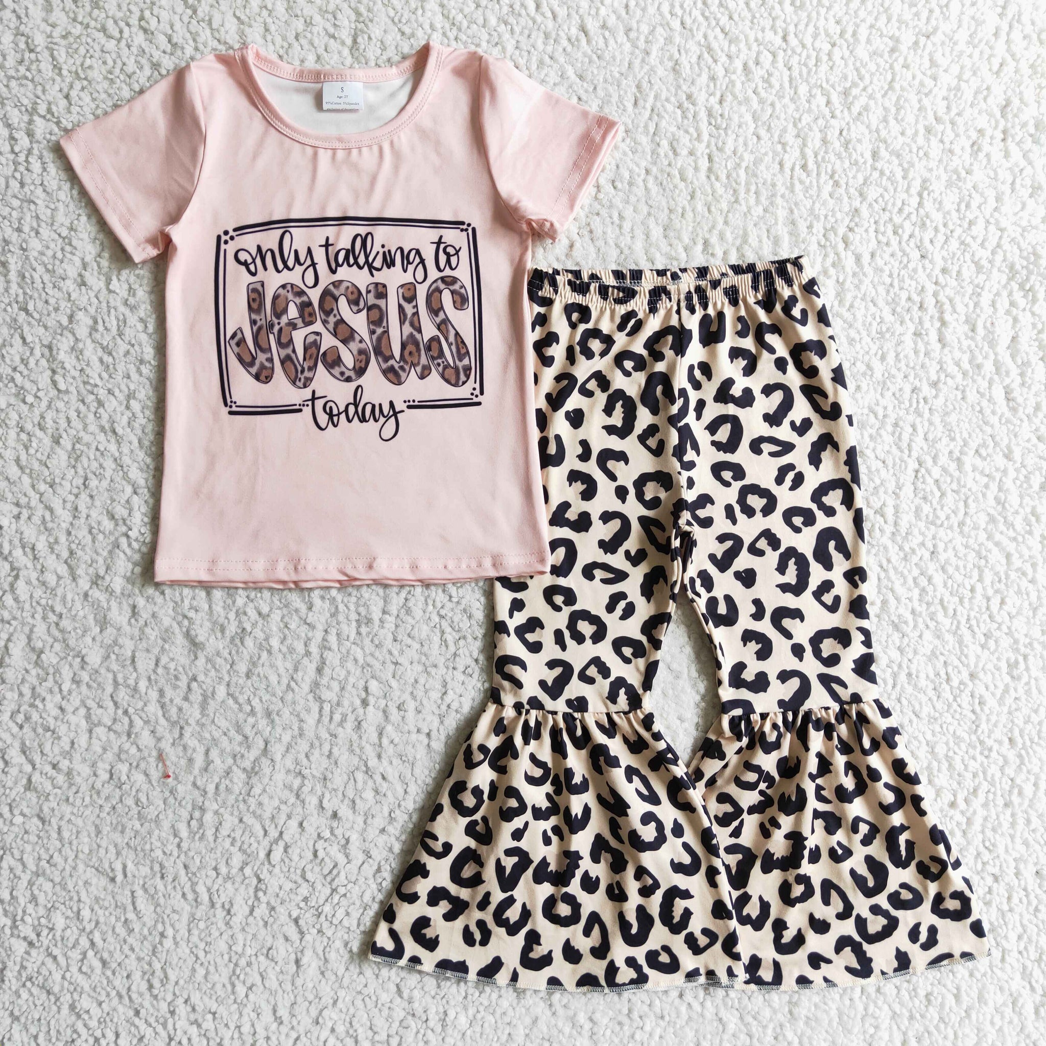 GSPO0226 jesus girls short sleeve flared pants suit