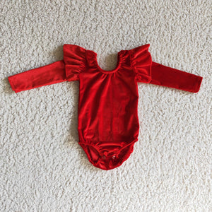 LR0209 red velvet baby girl romper