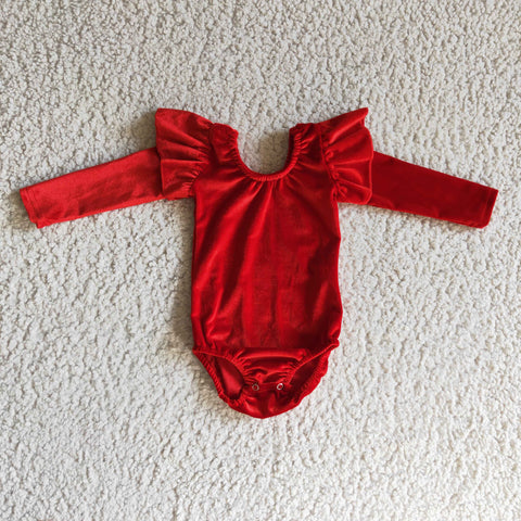 LR0209 red velvet baby girl romper