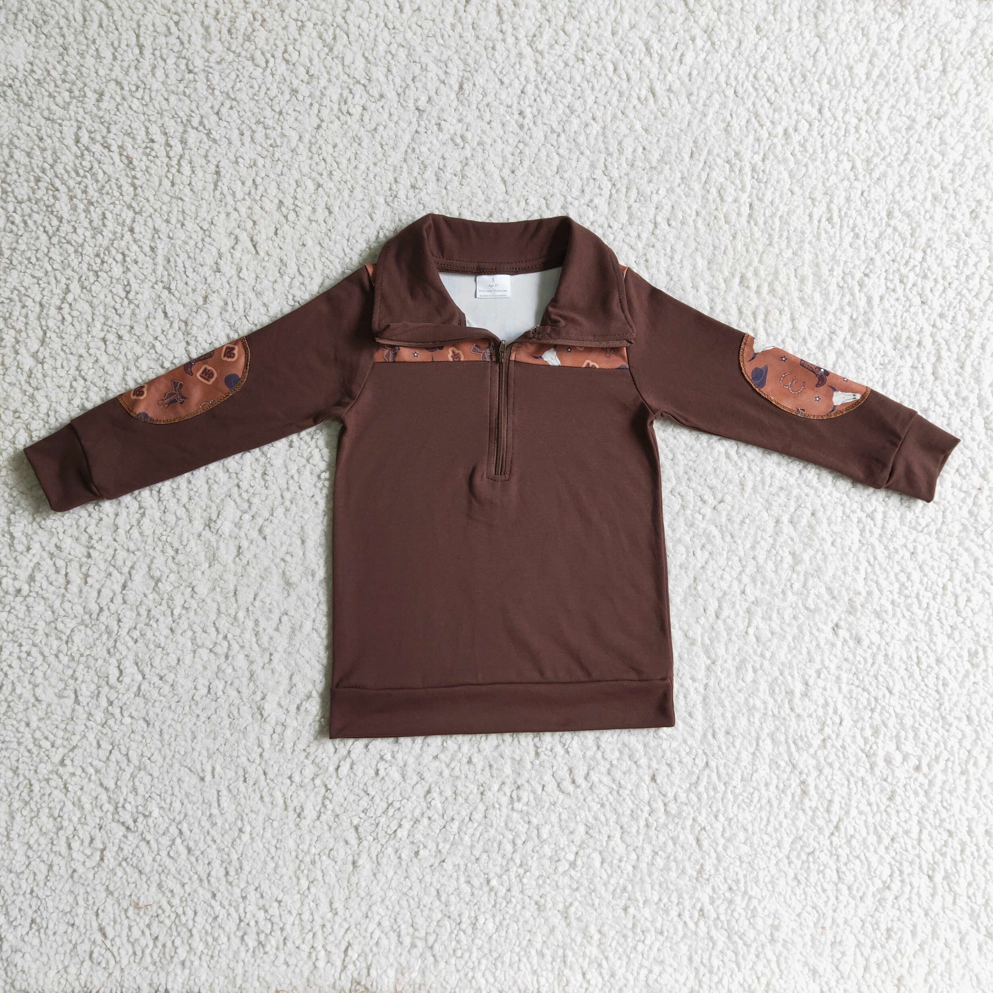 BT0111 Brown Cotton Boys Lapel Shirt