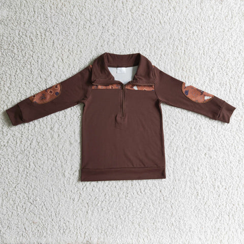 BT0111 Brown Cotton Boys Lapel Shirt